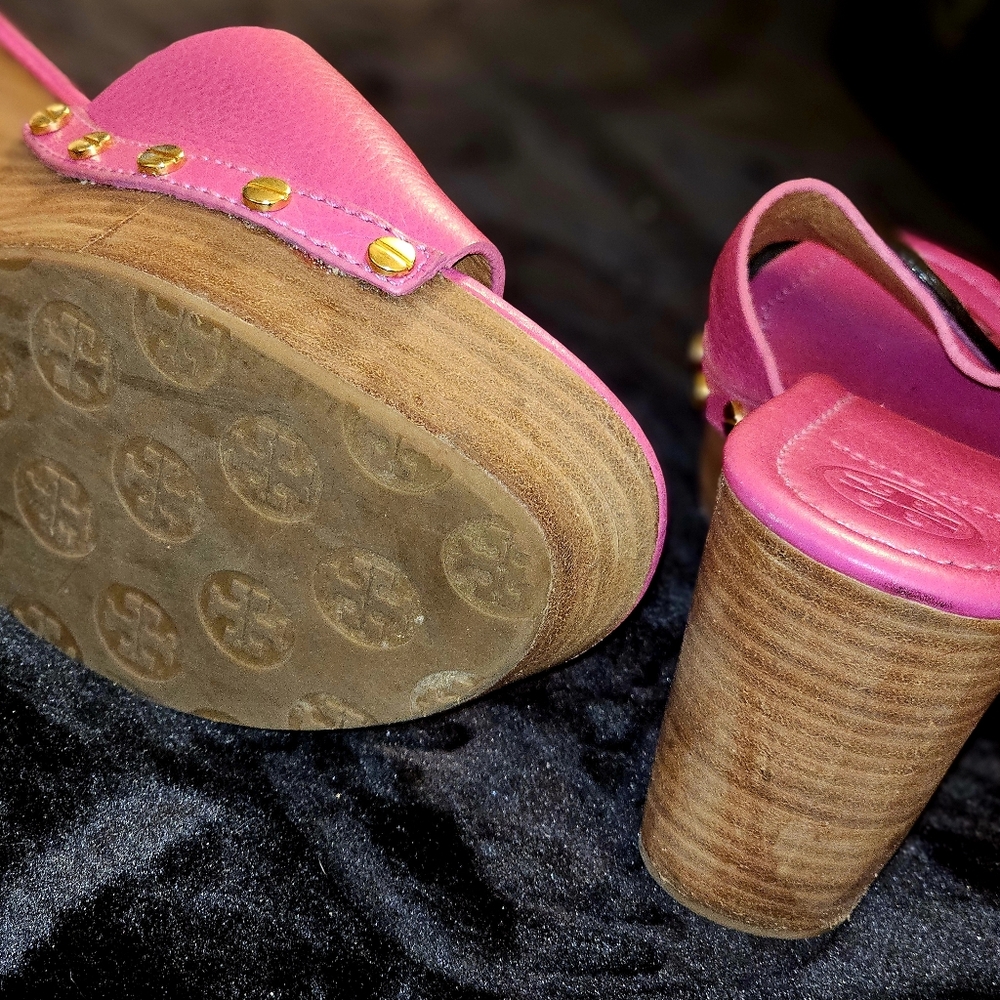 Tory Burch Pink Wedge Mules with Decorative Detail - Picture 6 of 6